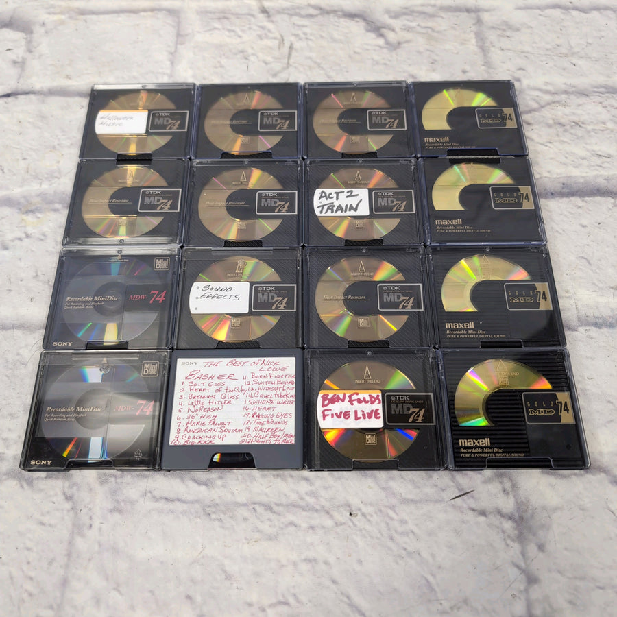 Maxell TDK MD74 Digital Recordable Mini Disk Lot of 17 with Case