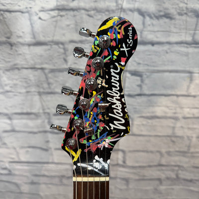 Washburn X Series Electric Guitar - Black With Paint Splatter Electric Guitar