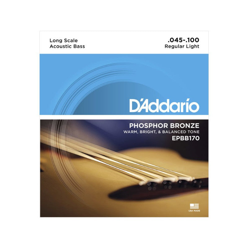 D'Addario Phosphor Bronze Long Scale Acoustic Bass Regular Light 45-100 Acoustic Bass Strings