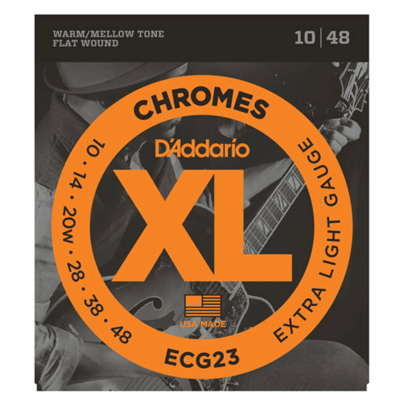 D'Addario ECG23 Flat Wound 10-48 Chromes Electric Guitar Strings Extra Light Gauge