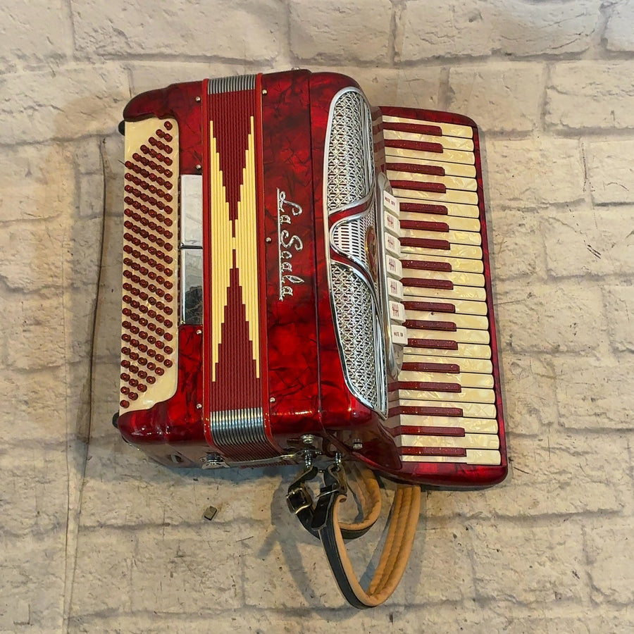 La Scala Vintage Narrow Key Accordion Red with Case Accordion