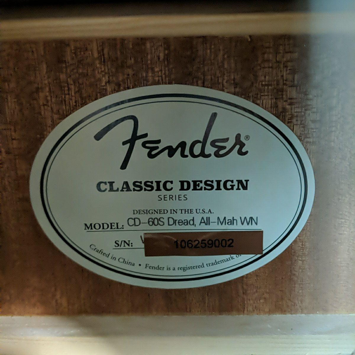 Fender CD-60S Dreadnought All-Mahogany Acoustic Guitar