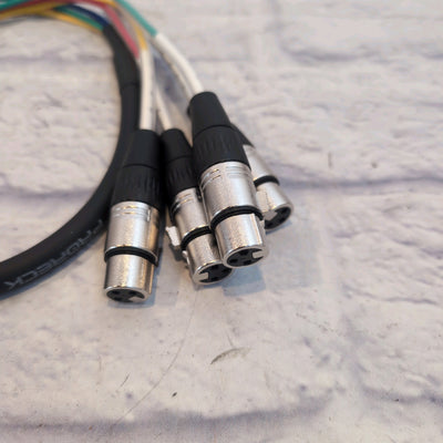Proreck 3' 4-Channel XLR F to 1/4" TRS Snake