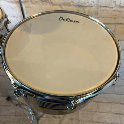 DeRosa Timbales 13 & 14 Inch with Pearl Stand and LP Blue Jam Block