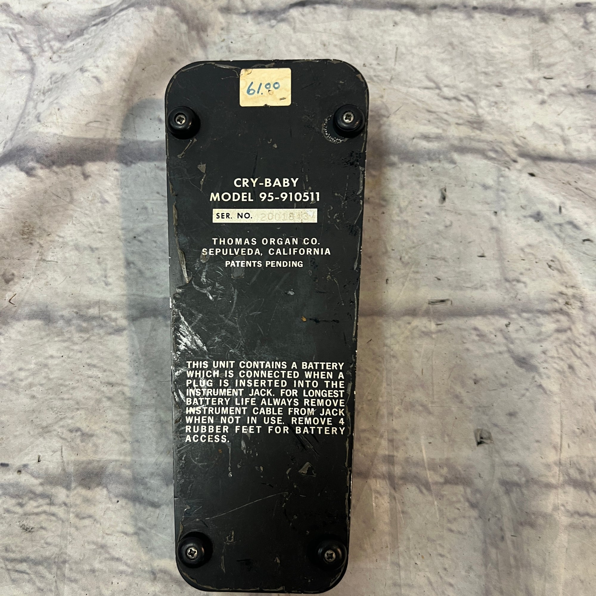 Vintage Thomas Organ CryBaby 95-910511 Wah Pedal AS-IS