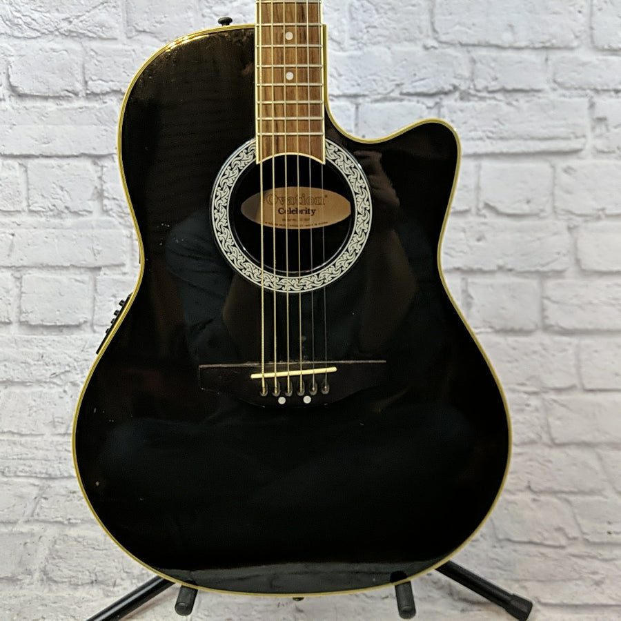 Ovation Celebrity Acoustic CC-057 Gloss Black Shallow Body W/ Hard Shell Case