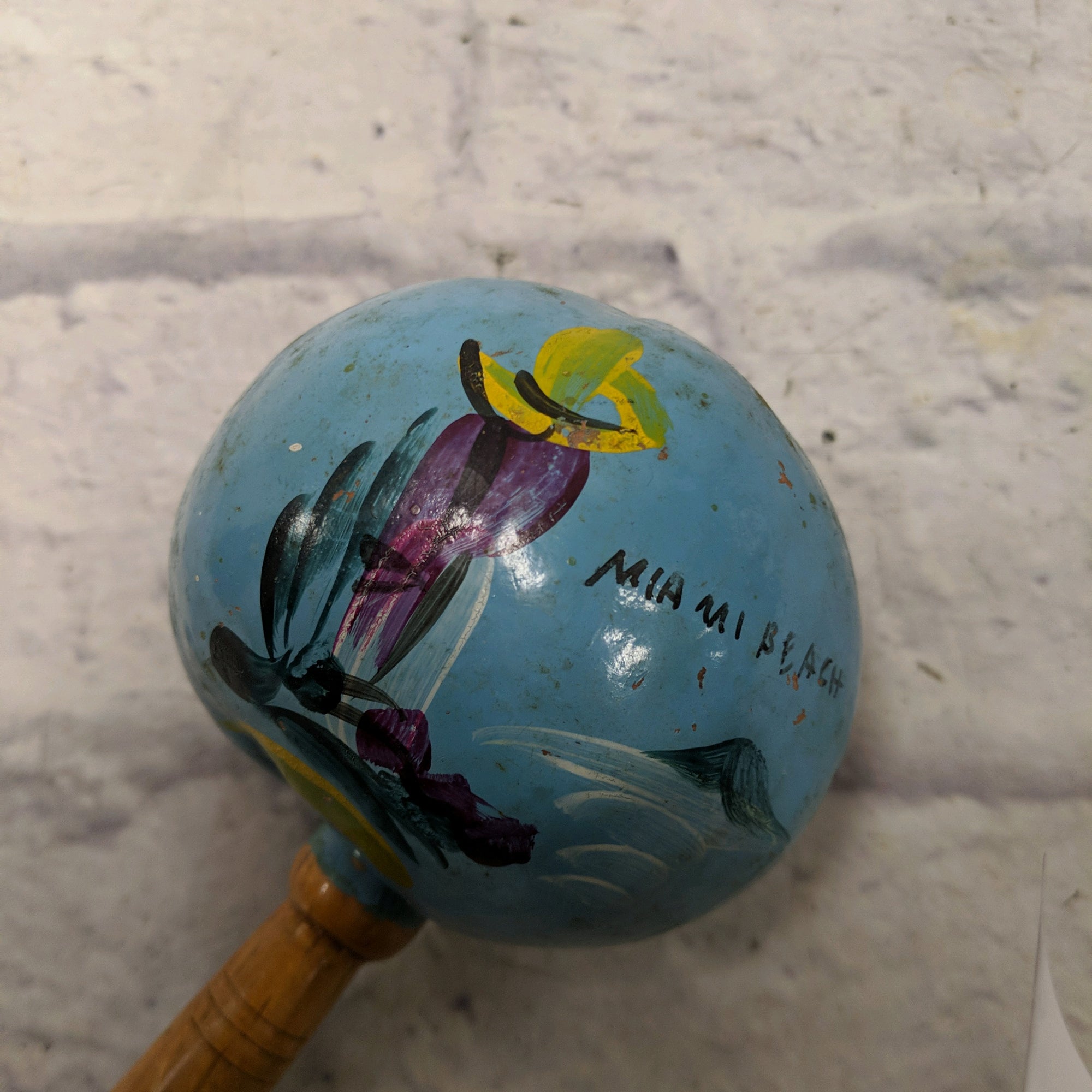Unknown "Miami Beach" Blue Mexican Maraca Shaker
