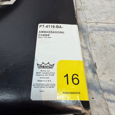 Remo 16" Ambassador Coated Batter PTS Dark Drum Head