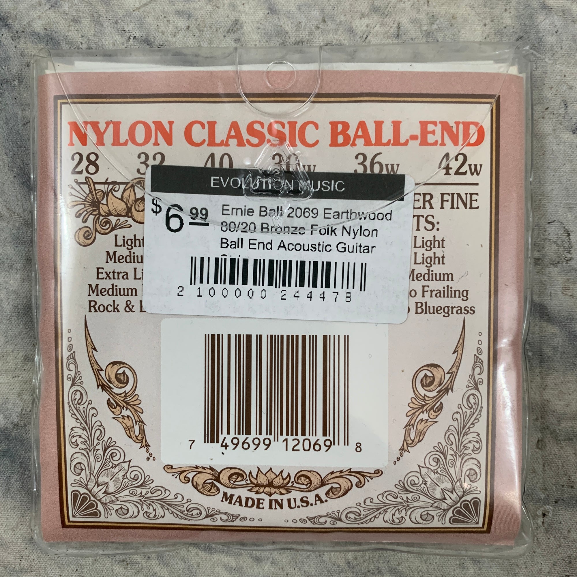 Ernie Ball 2069 Earthwood 80/20 Bronze Folk Nylon Ball End Acoustic Guitar Strings
