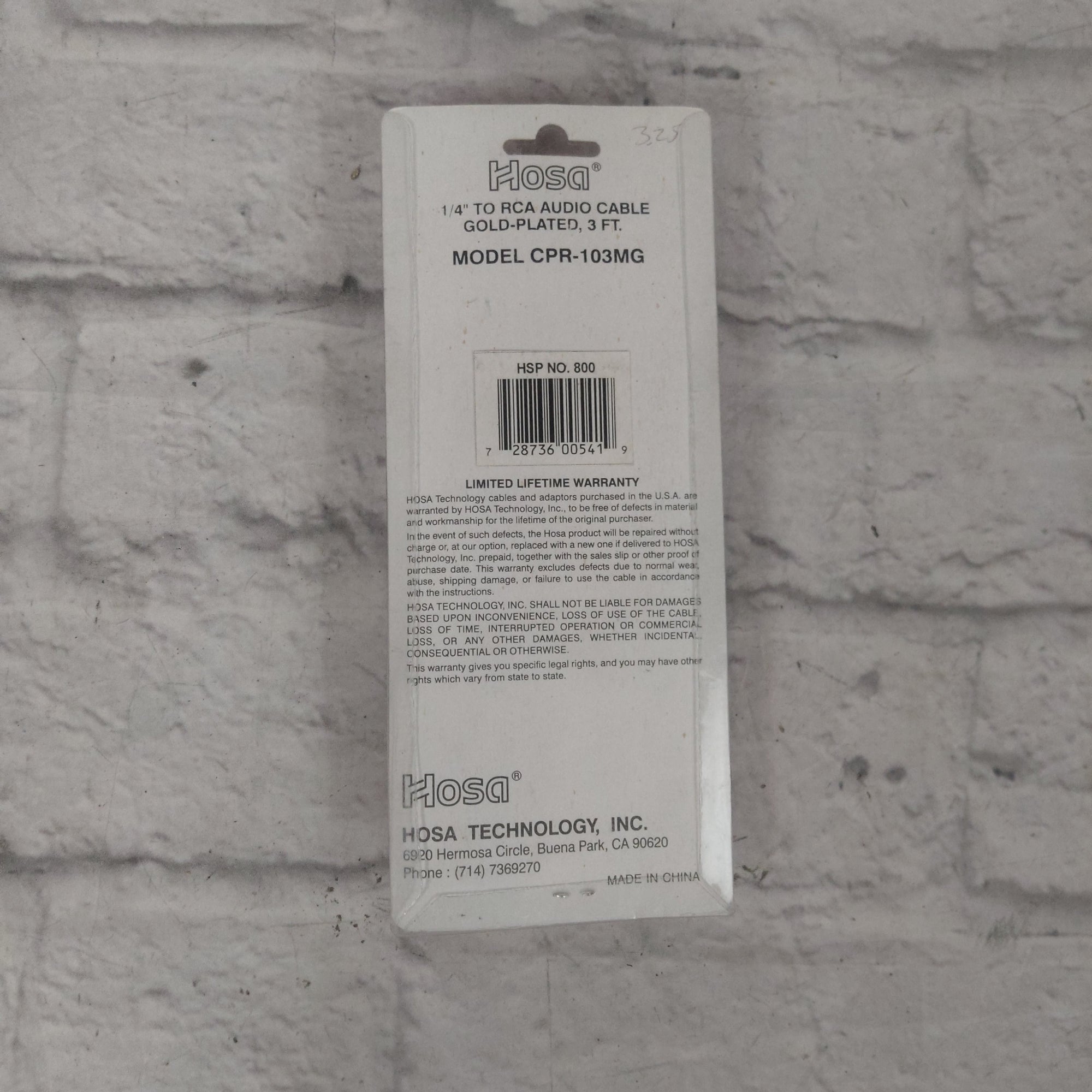 Hosa CPR-103MG 1/4- RCA GOLD PLATED 3FT Cable