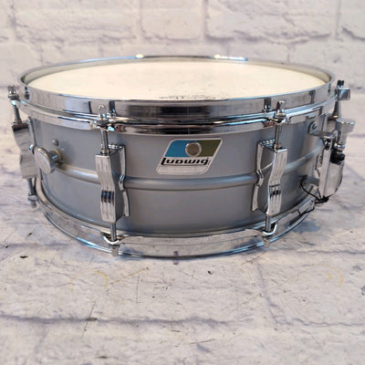Ludwig L-404 Acrolite 5x14" 8-Lug Aluminum Snare Drum with Rounded Blue/Olive Badge