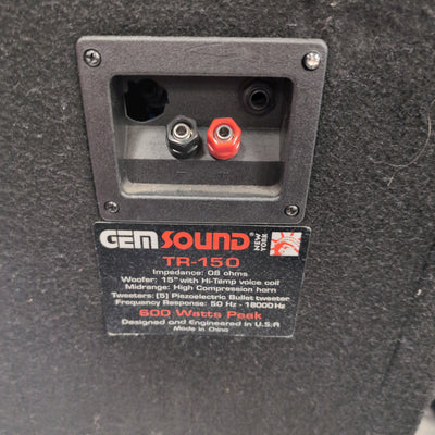 Gemsound TR150 15" 600 Watt 3 Way Passive DJ Speaker (Pair)