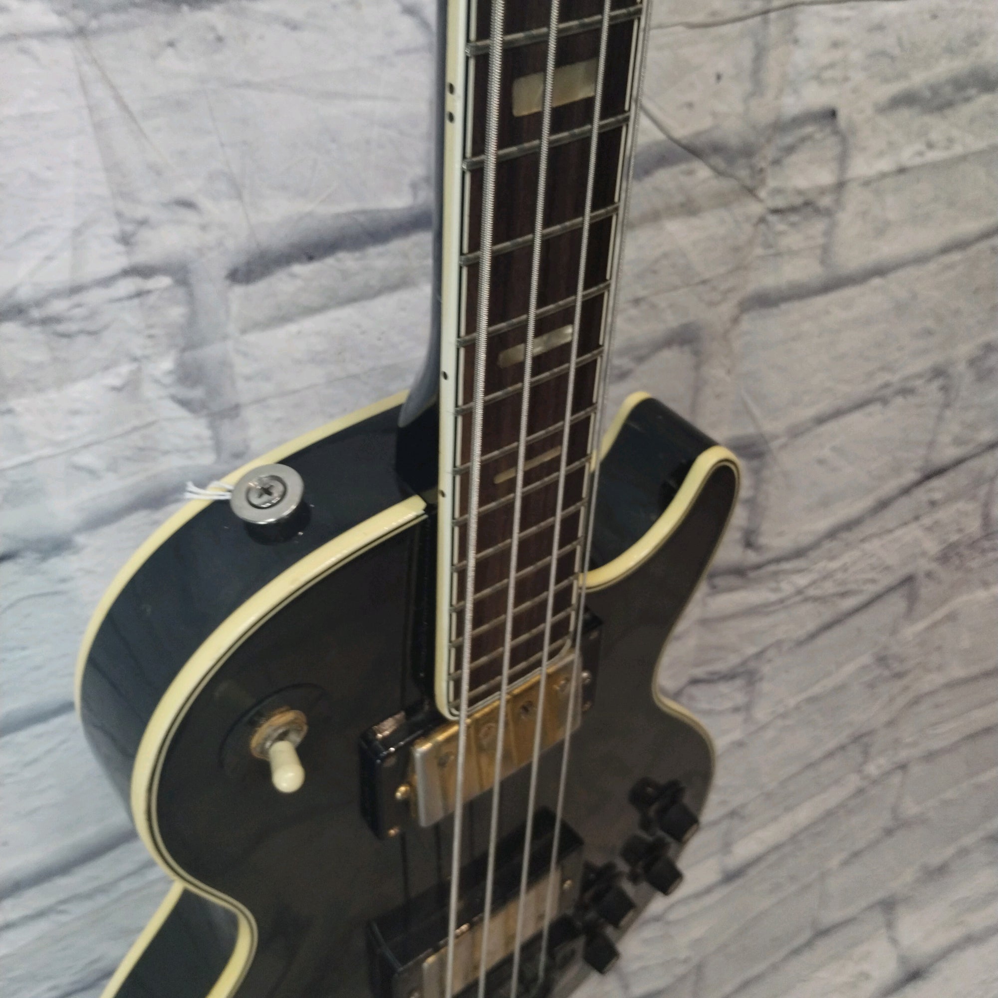 Vintage Lawsuit Era Aria Les Paul Bass 4 String Bass Guitar Made In Japan - Black