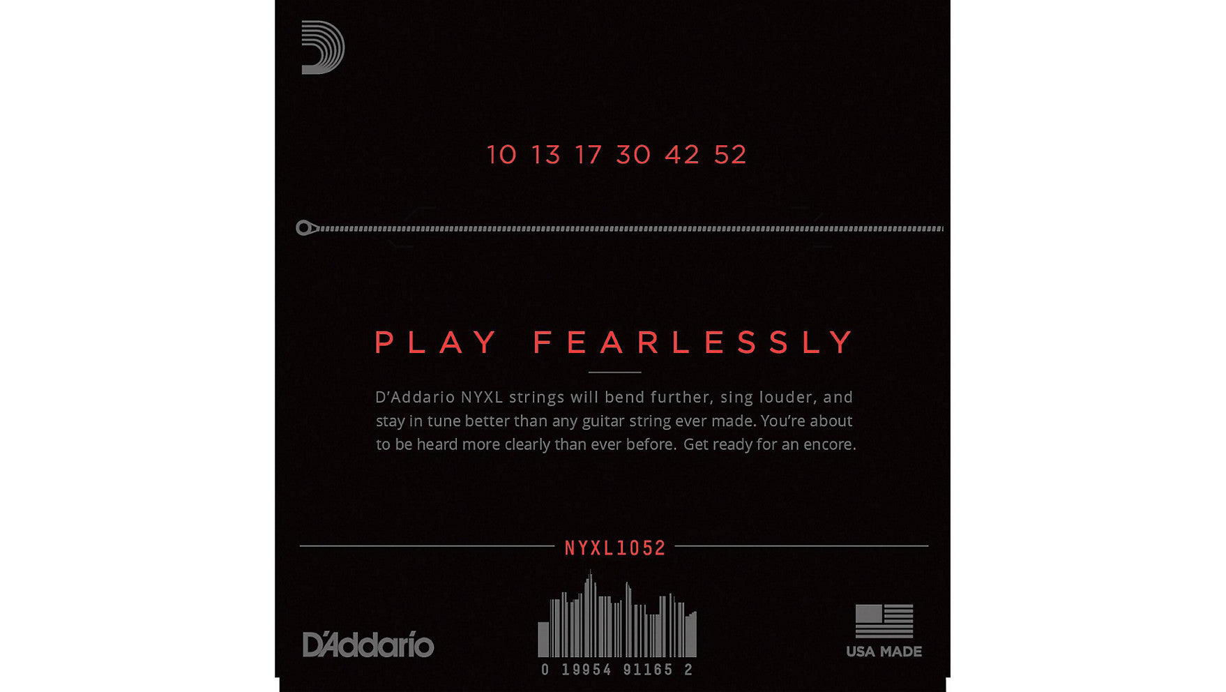 D'Addario NYXL1052 Light Top Heavy Bottom Nickel Wound Electric Guitar Strings 10-52