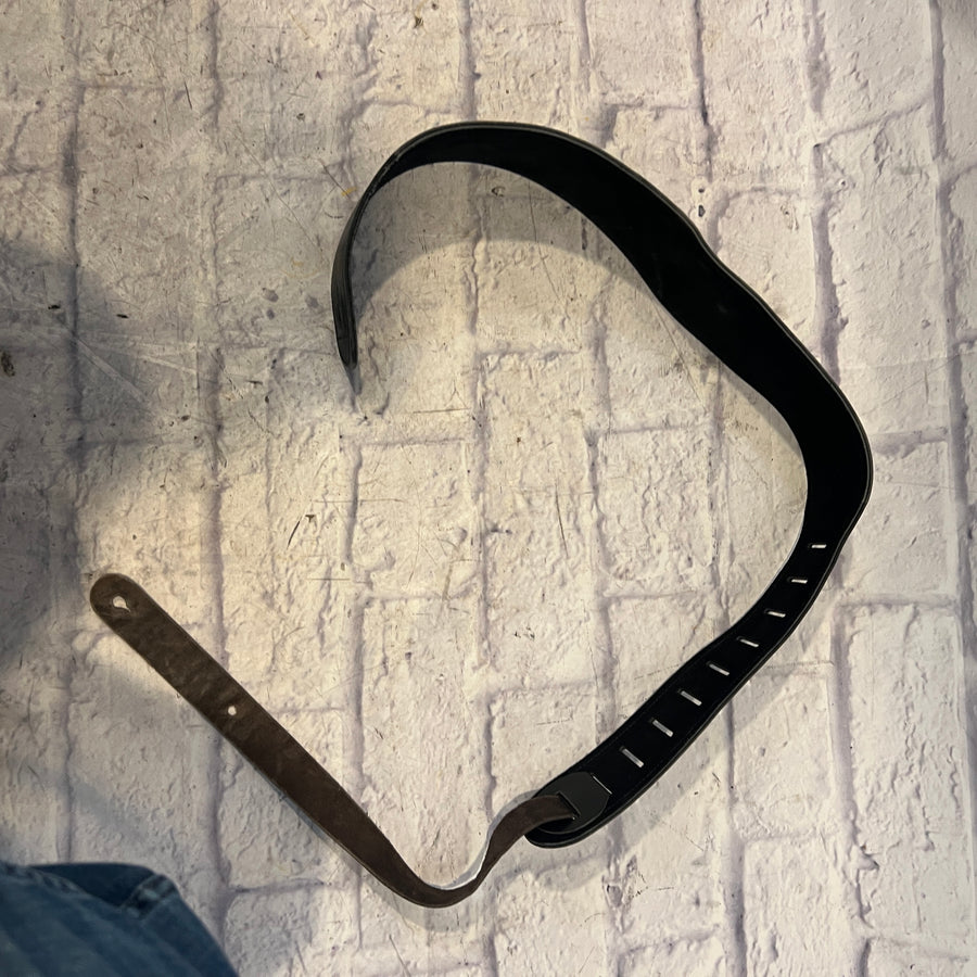 Unknown 3 Inch Black Leather Guitar Strap