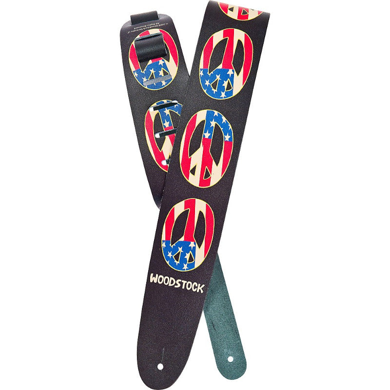 Planet Waves 2.5" Woodstock Leather Strap Peace Flag