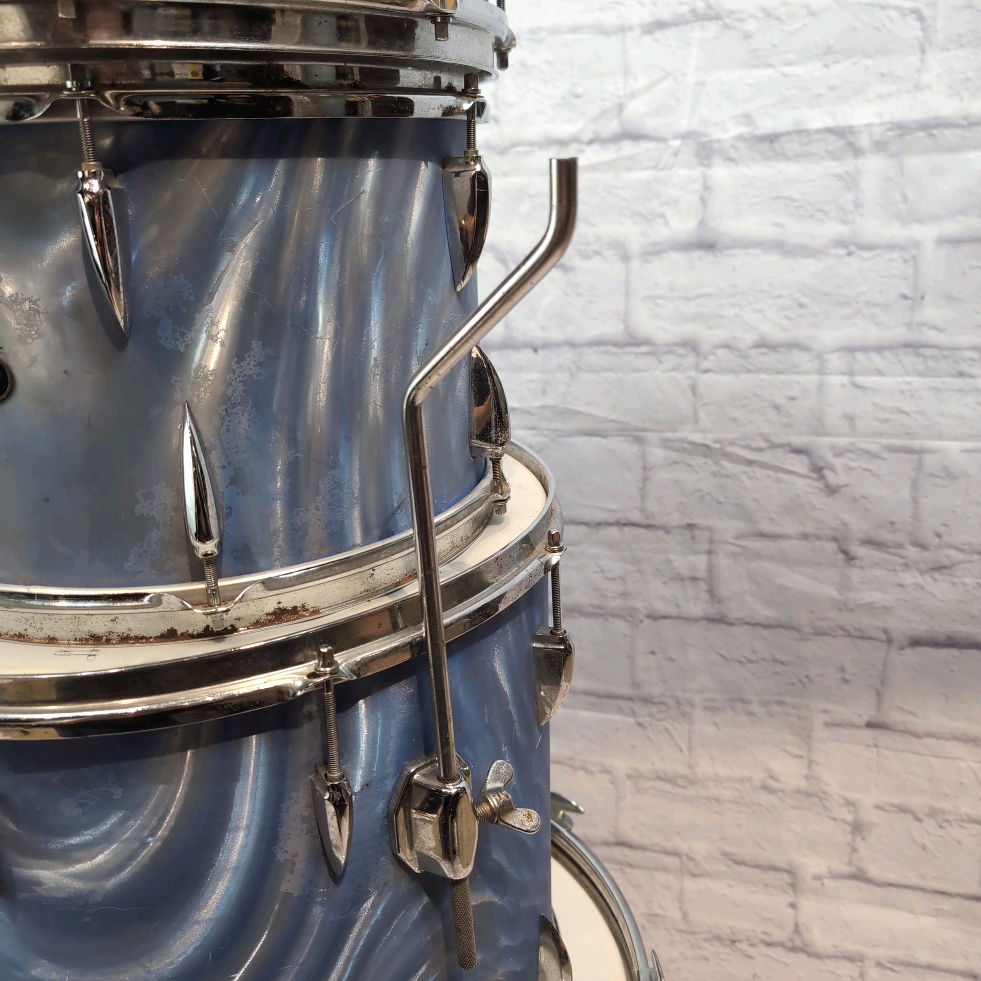Vintage Apollo MIJ 4pc Stencil Drum Kit - 20 / 16 / 14 / 13 - Blue Satin Flame