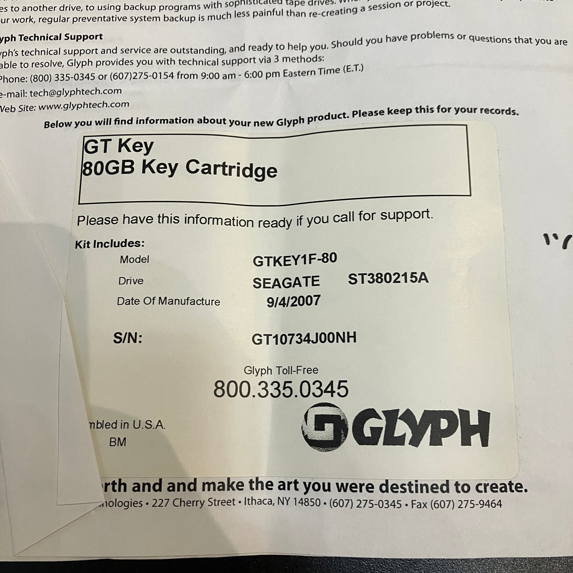 Glyph GT103-03 1u Rack Mount 3 Bay FW HS Receiver Storage Backup System - AS IS