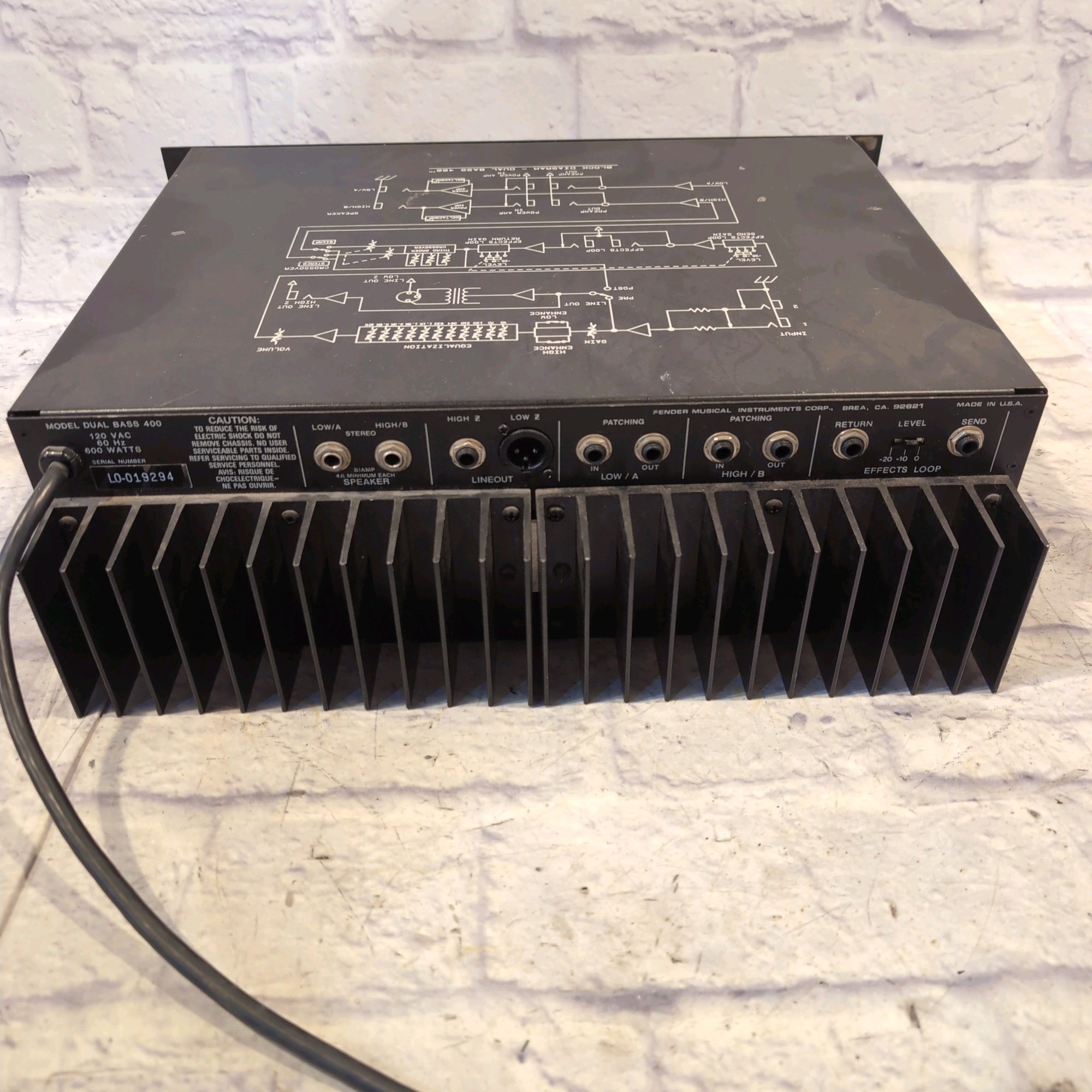 Fender BXR Dual Bass 400 Rack Mount Bass Amp Head