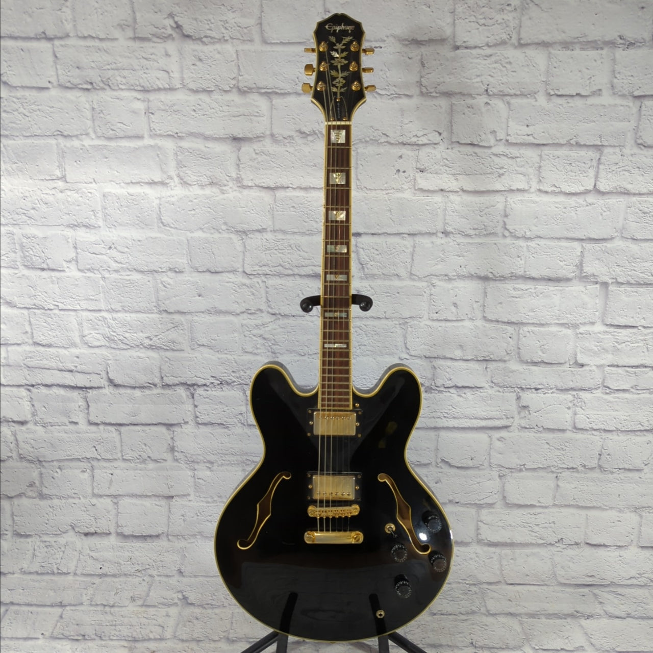 Epiphone Sheraton Semi Hollow Electric Guitar - Black 1989 MIK