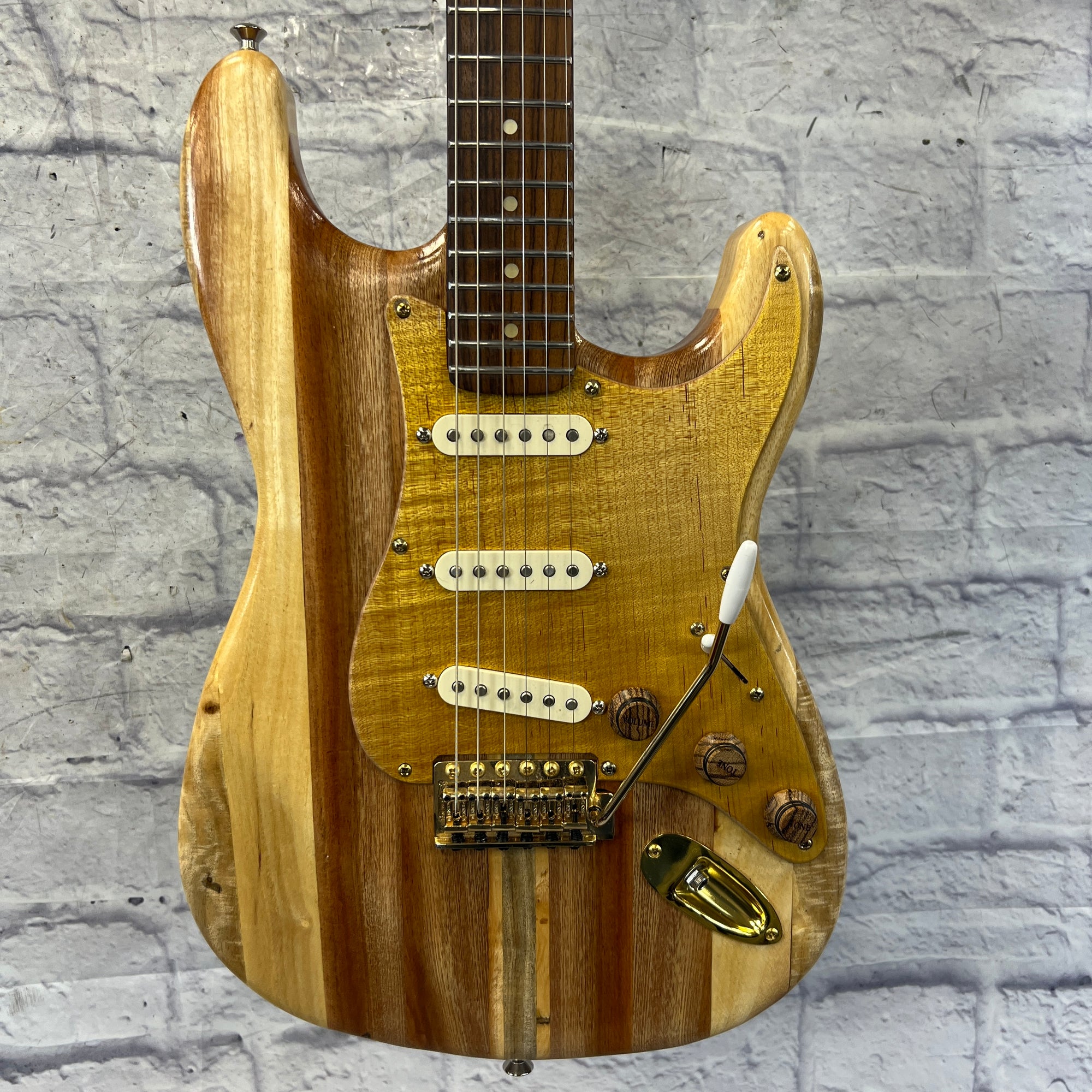 BC Guitars Strat Style Butcher Block with Roasted Maple Neck