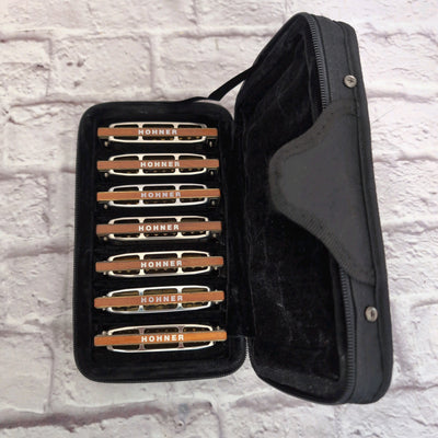 Hohner Piedmont Blues Harps Harmonica Set - 7 Harmonicas w/ Case