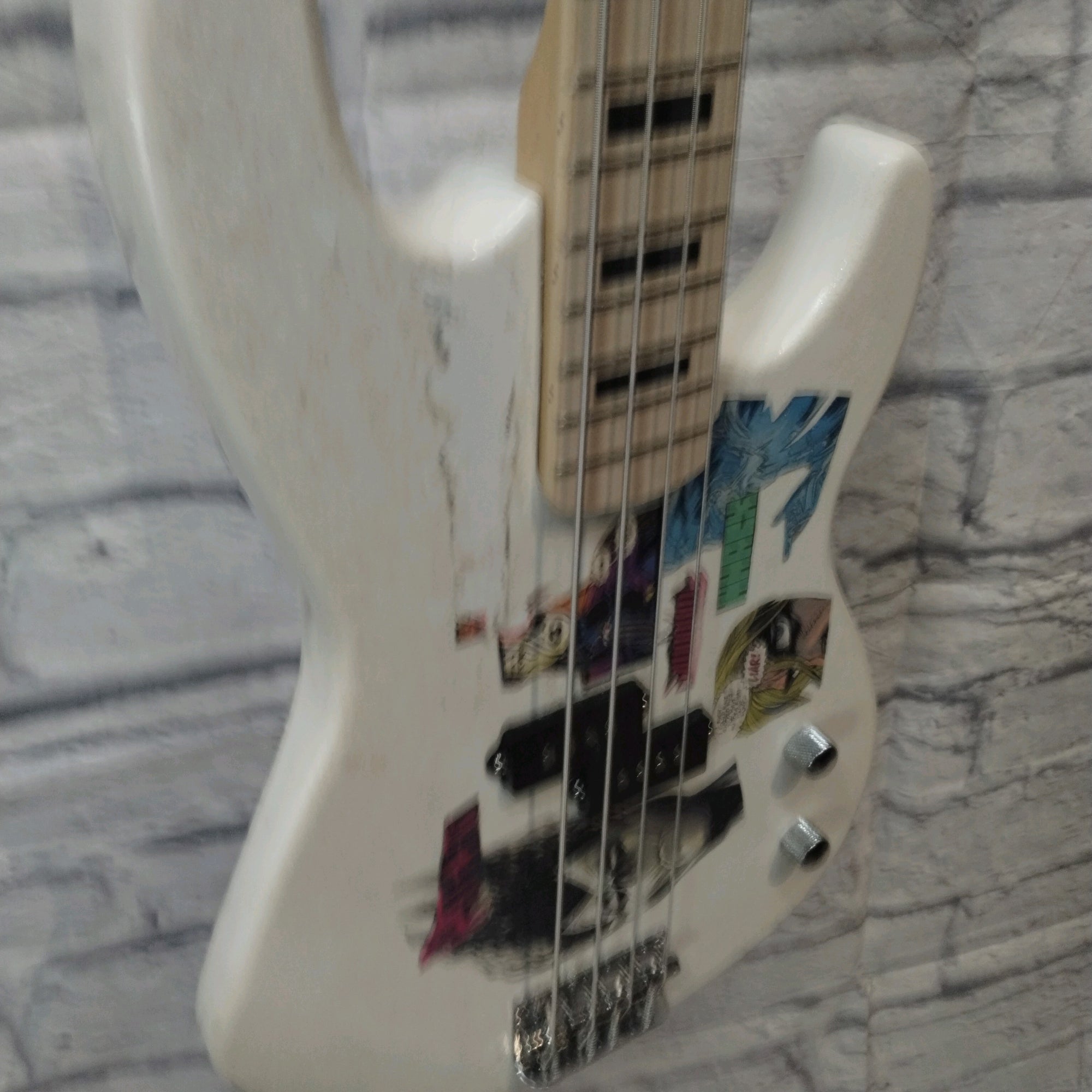 Glarry GP Bass White W/ Block Inlays