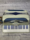 Vintage Italian Accordion Model C10 White with Blue Sparkle Keys