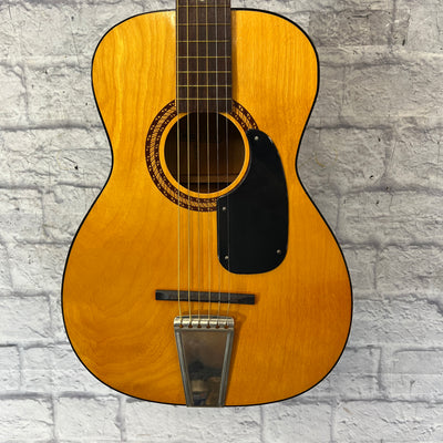 Airline Parlor Acoustic Guitar w/ Chipboard Case, Vintage Strap, and Vintage Tuner