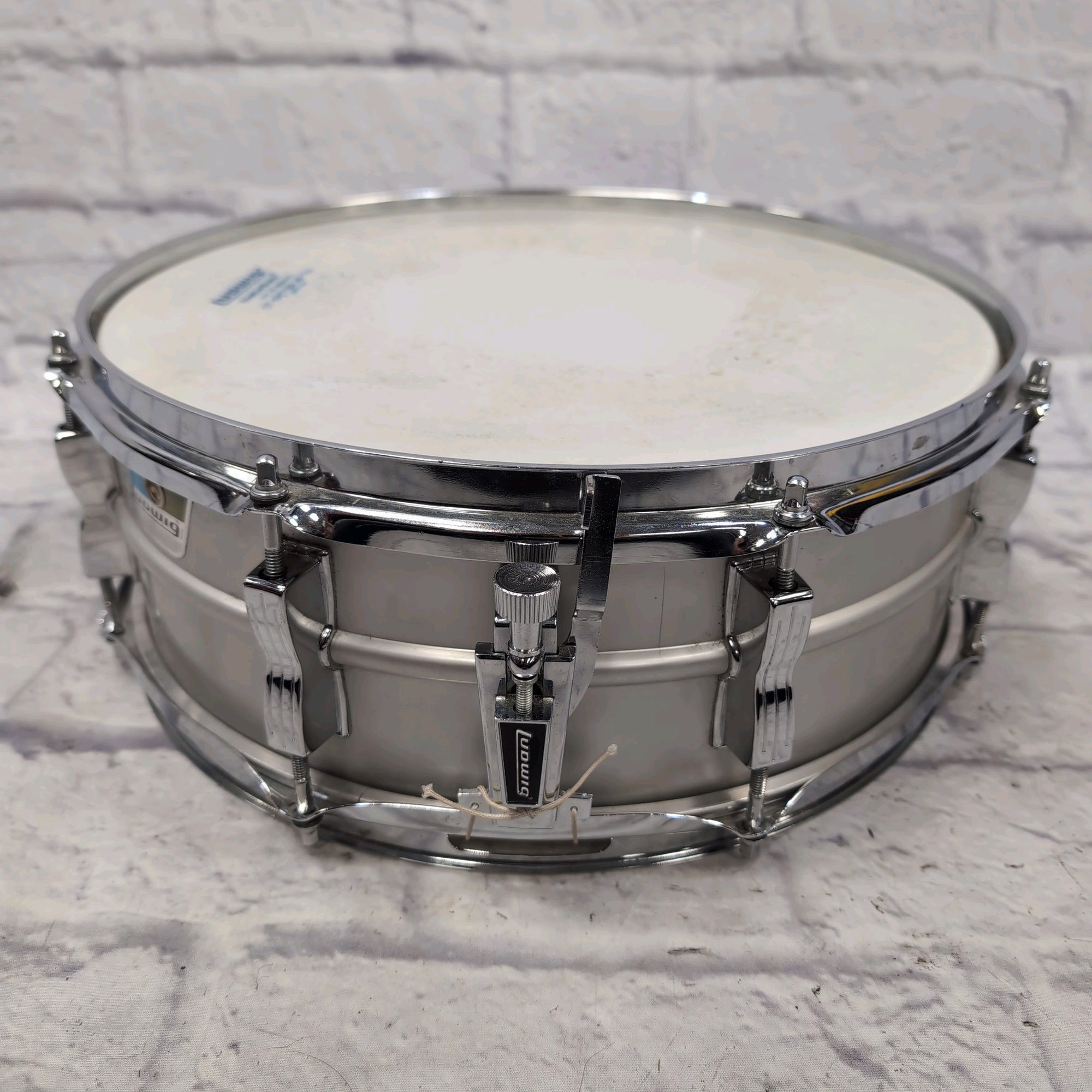 Ludwig Acrolite No 404 1970s 8-Lug Aluminum 5x14 Snare Drum Blue/Olive Badge w/blue case