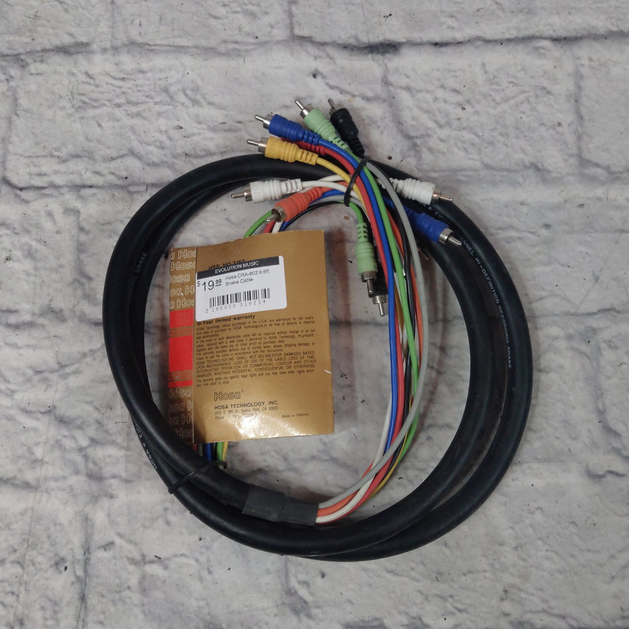 Hosa CRA-802 RCA to RCA 6.6ft Snake Cable