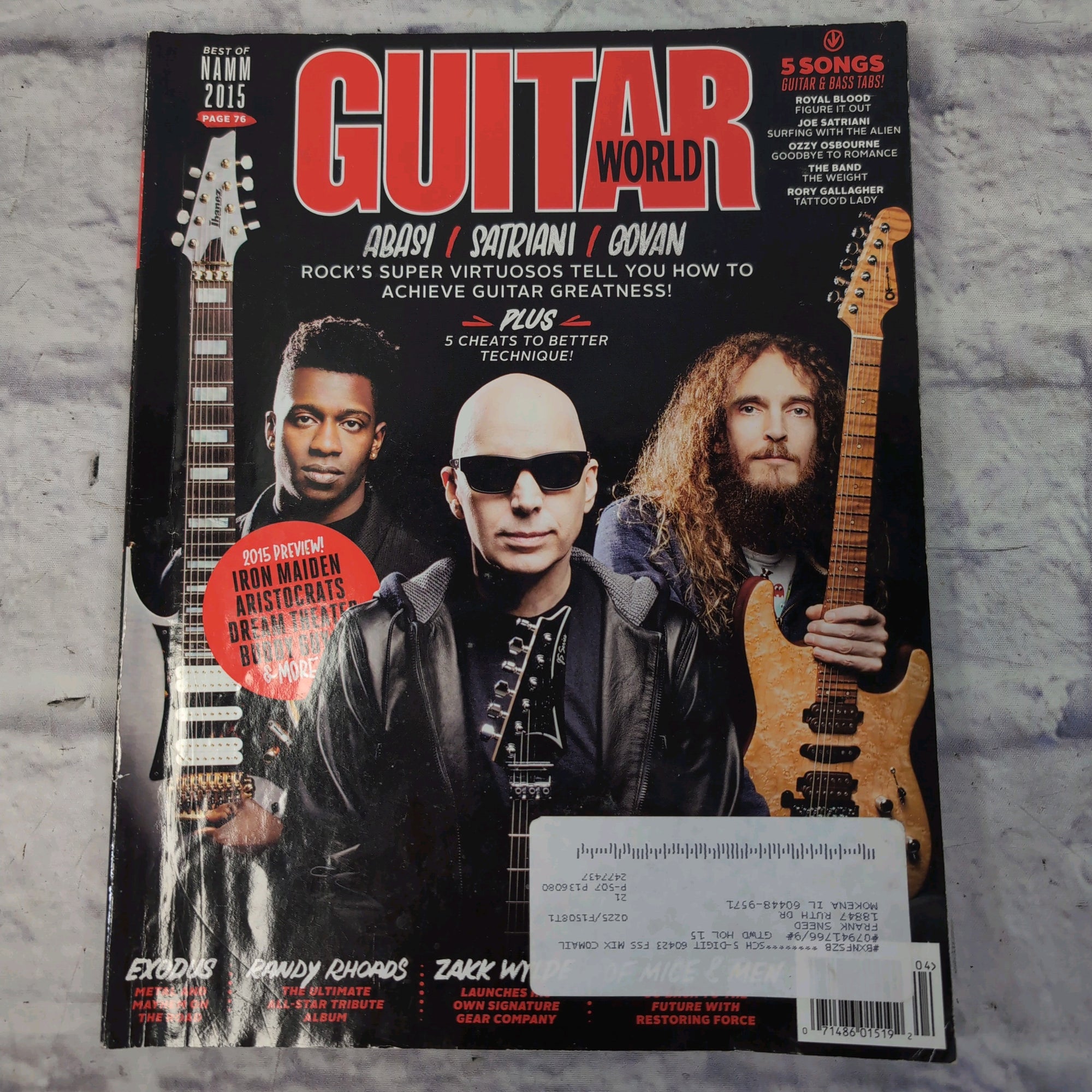 Guitar World April 2015 | Exodus | Abasi/Satriani/Govan | 2015 Album Preview Magazine