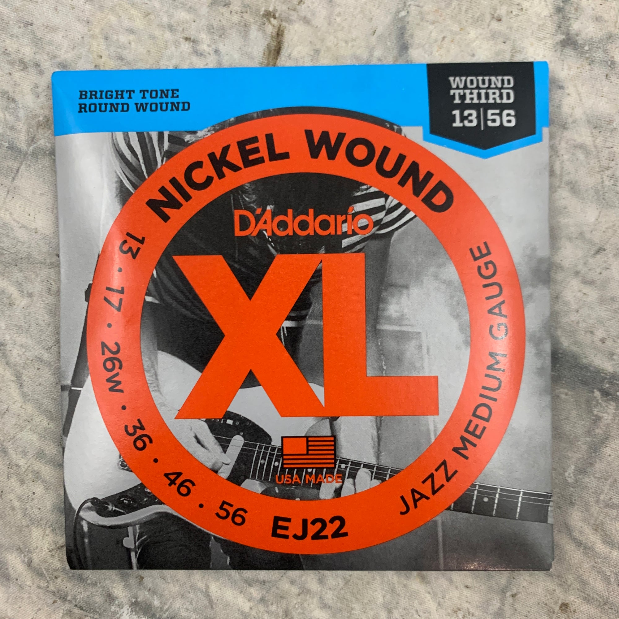 D'Addario EJ22 Jazz Medium Wound Third Electric Guitar Strings 13-56