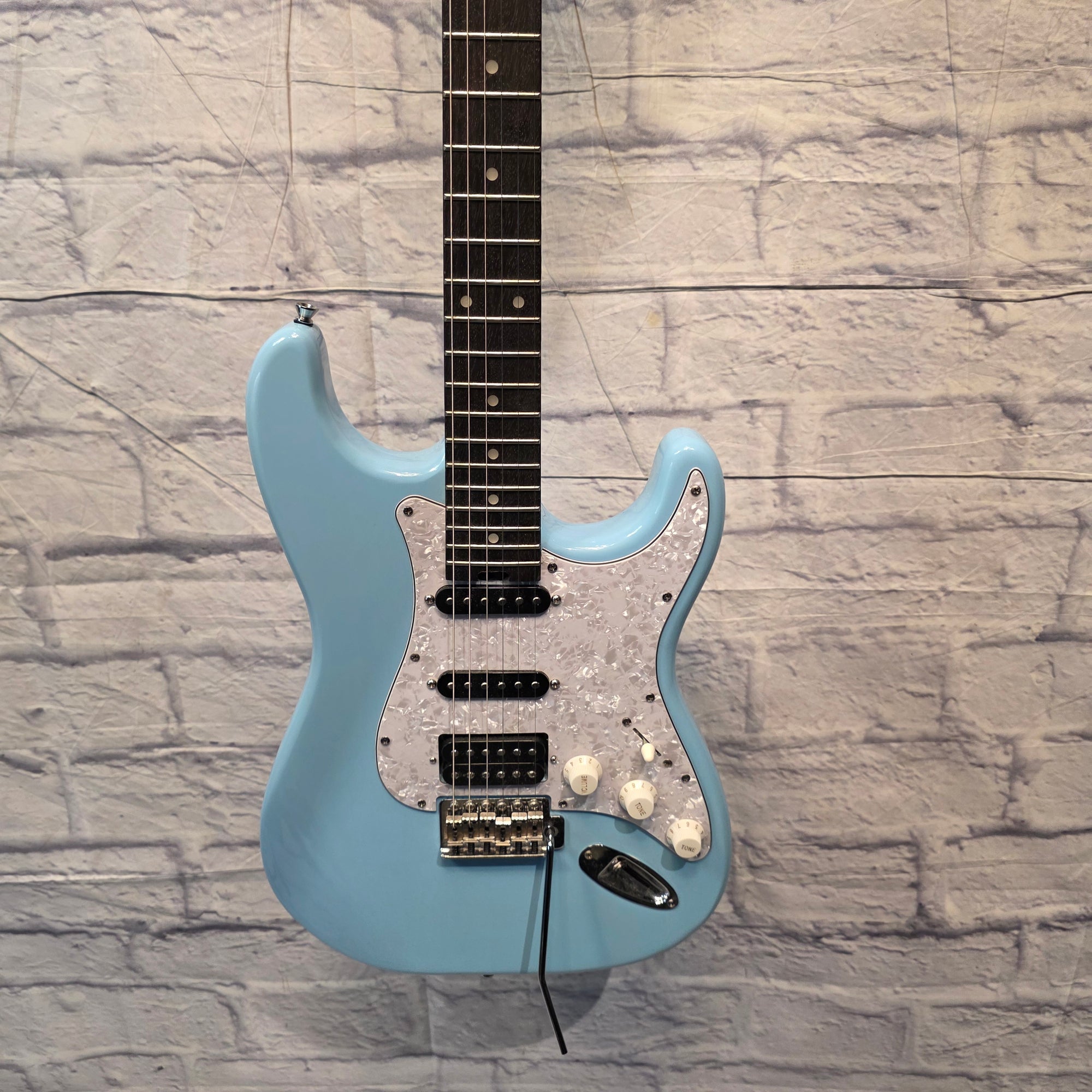 Fojill Strat Style - Full Size Mahogany - Baby Blue With Case Electric Guitar