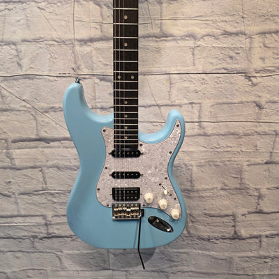 Fojill Strat Style - Full Size Mahogany - Baby Blue With Case Electric Guitar