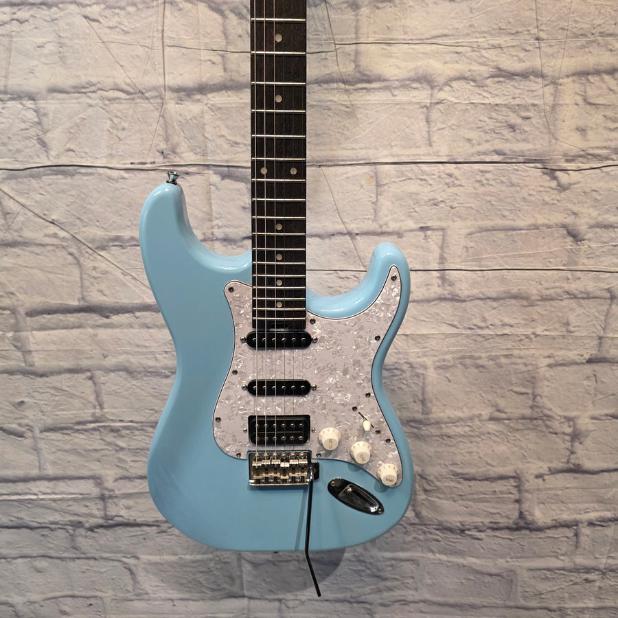 Fojill Strat Style - Full Size Mahogany - Baby Blue With Case Electric Guitar