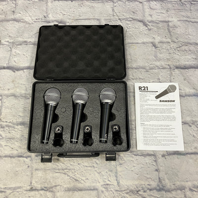 Samson R21 Dynamic Microphone Three Pack (With Case) Microphone