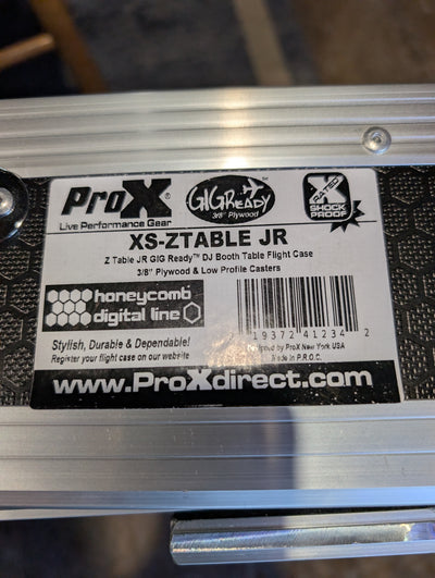 ProX XS-ZTABLEBL JR Portable Z-Style DJ Table Flight Case w/ Handles Wheels Black