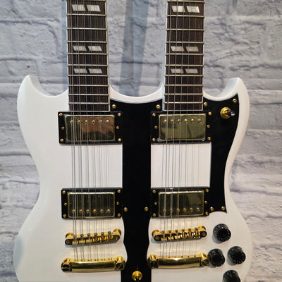 Rafferty Guitars White Double Neck 12/6 Electric Guitar