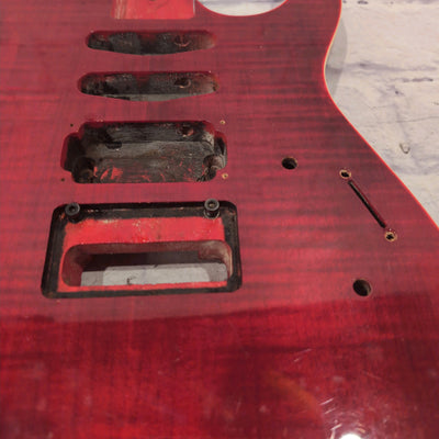 Unknown HSS Red Flame Electric Guitar Body