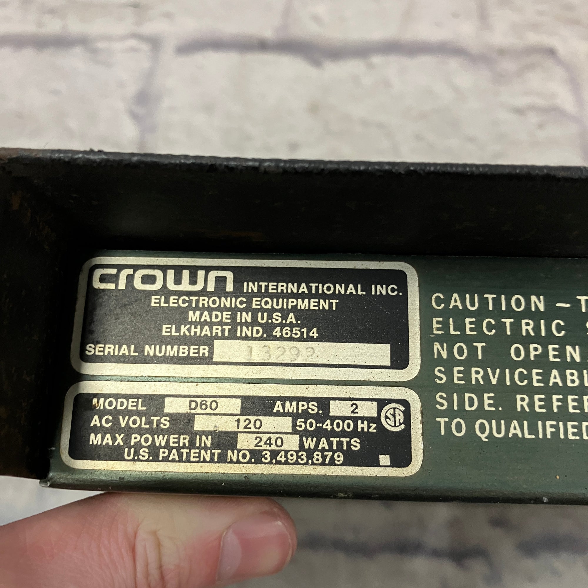 Crown D60 Rackmounted Power Amp