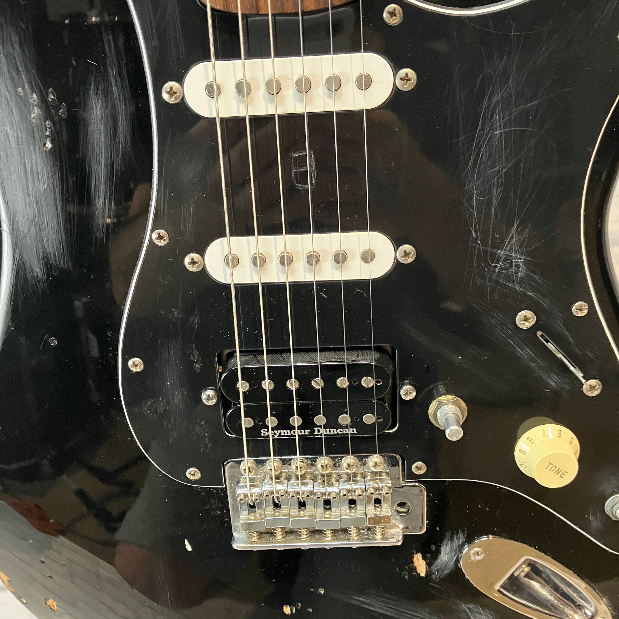 Squier Stratocaster w/ Duncan Bridge H Pickup - Black Electric Guitar