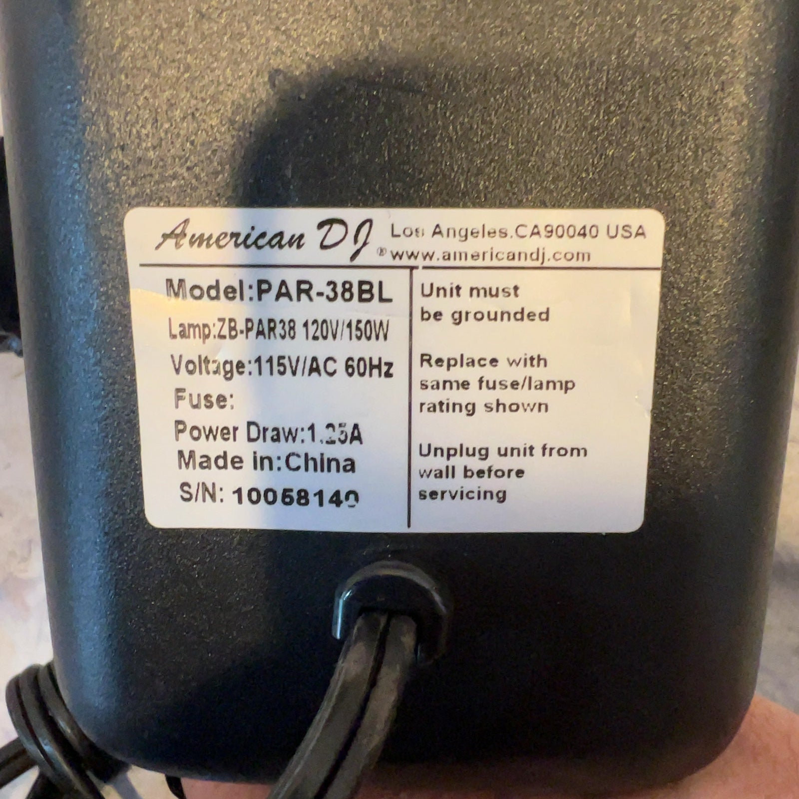 American DJ PAR38BL Par Light