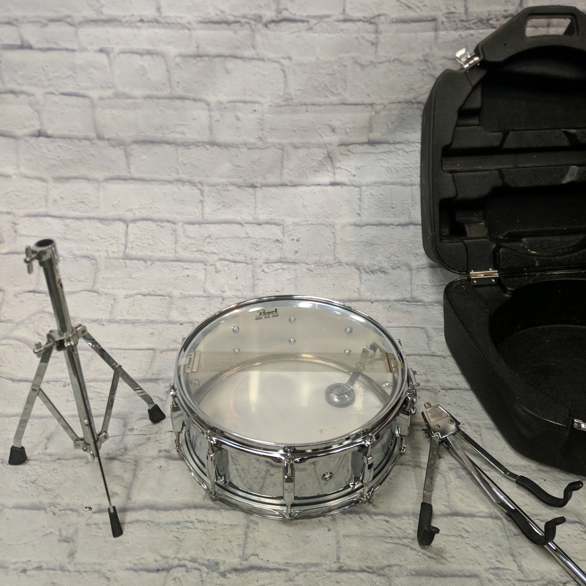 Pearl Steel Shell Snare Durm with Stand and Case