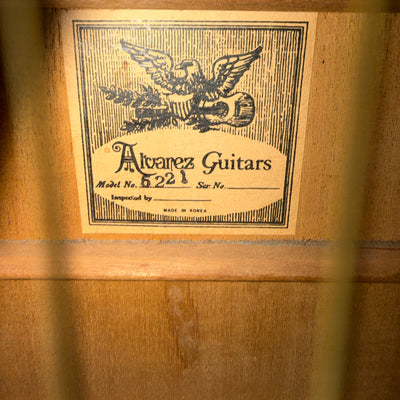 Alvarez Model 5221 Mahogany Lefty 12 String Acoustic Guitar