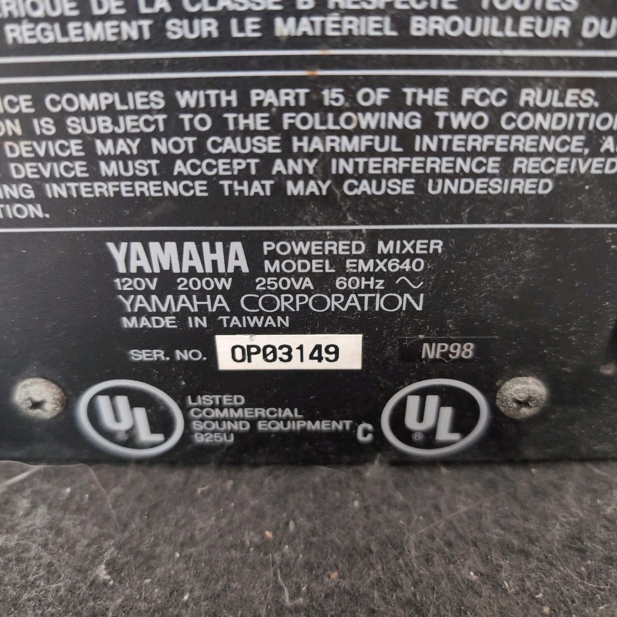 Yamaha EMX640 6 Channel Powered Mixer
