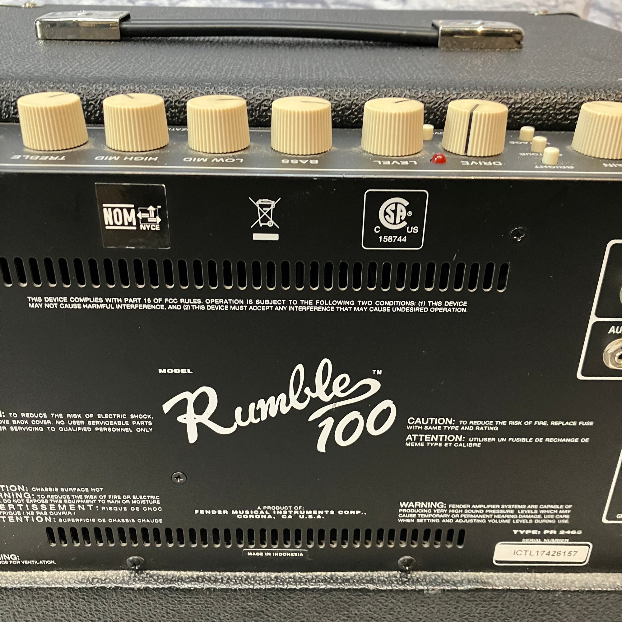 Fender Rumble 100 Bass Guitar Combo Amp
