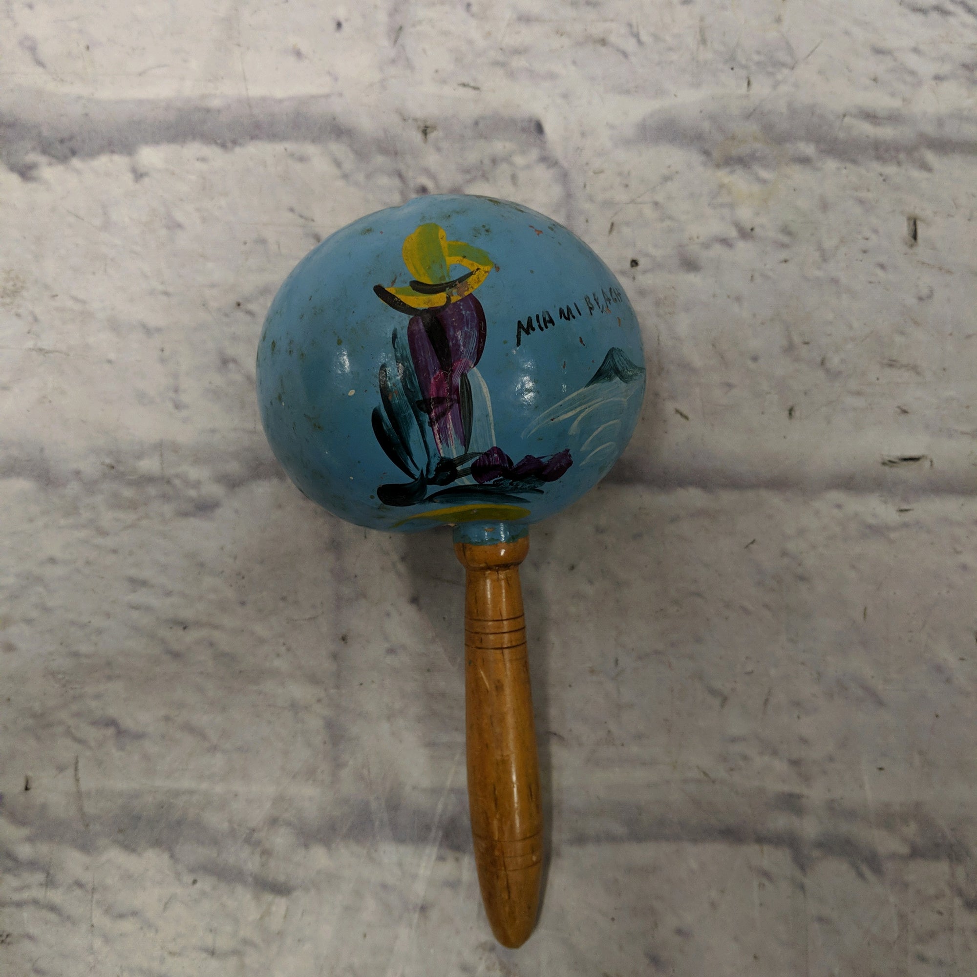 Unknown "Miami Beach" Blue Mexican Maraca Shaker