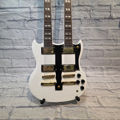 Rafferty Guitars White Double Neck 12/6 Electric Guitar