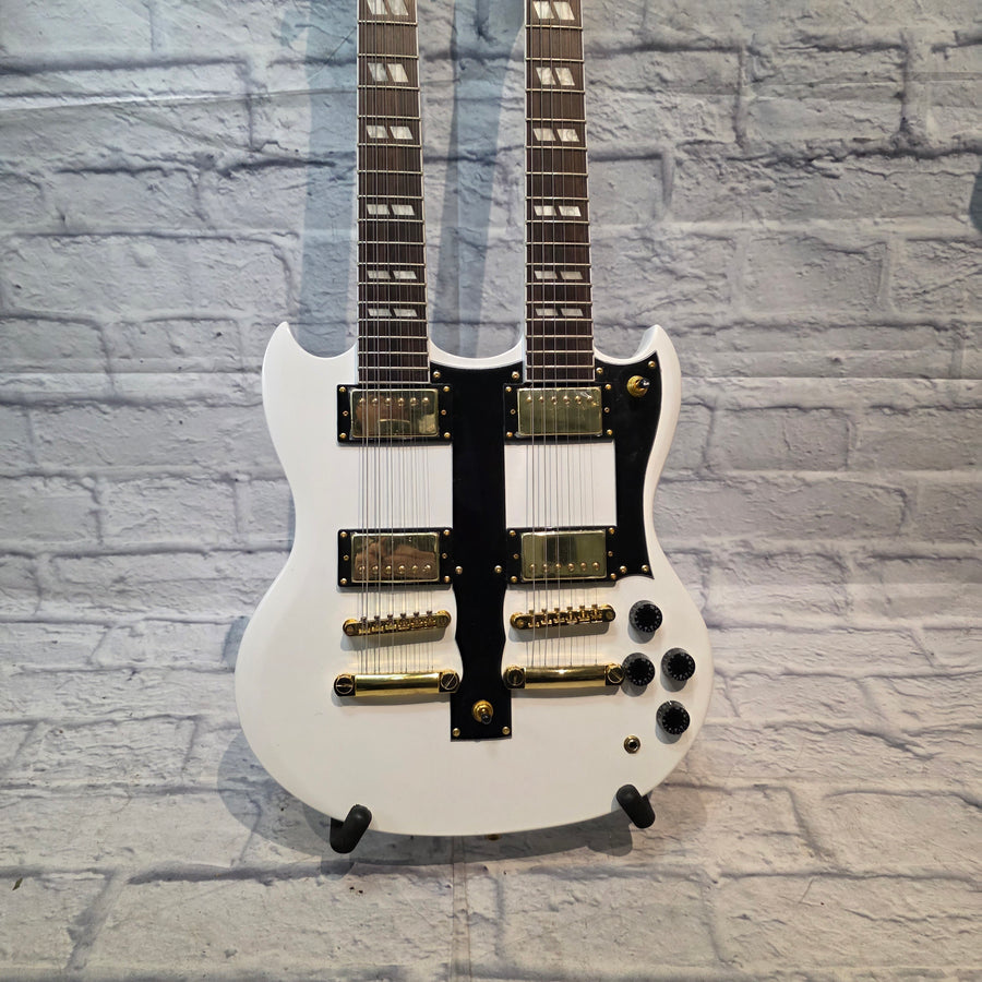 Rafferty Guitars White Double Neck 12/6 Electric Guitar